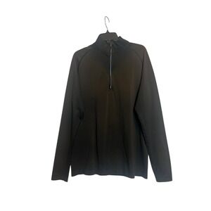 Lululemon Metal Vent Tech Half Zip Pullover Large Brow Black Mock Neck Active